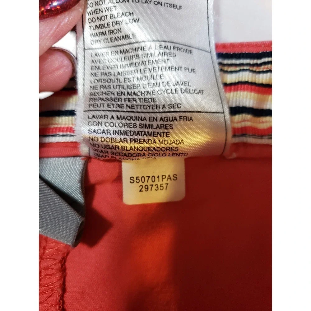 Nike Womens Trouser Pants‎ S Red Drawstring Waist Flat Front Mid Rise Pockets